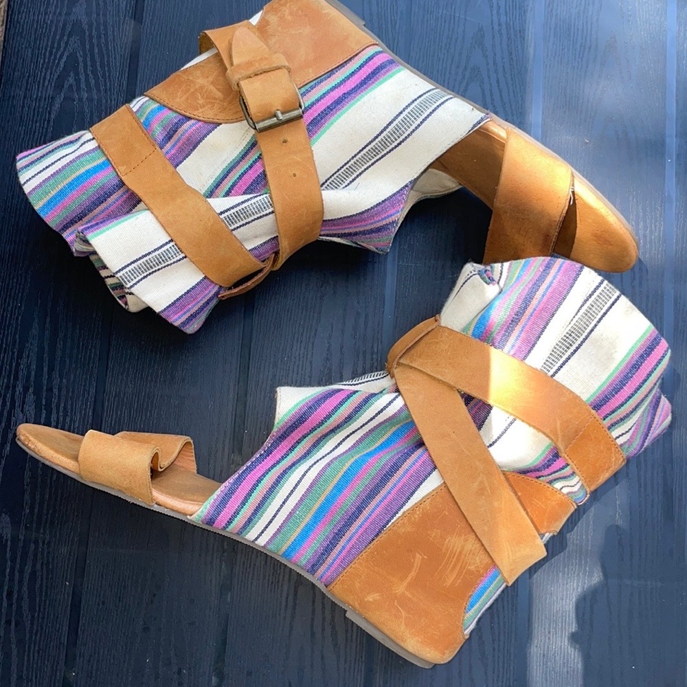 80%20 Buckle up  Leather hidden wedge sandal open Toe Boots Bootie  10
